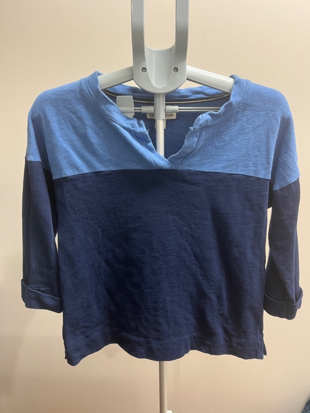 Coldwater Creek Two-Tone Light & Dark Blue Long Sleeve Top